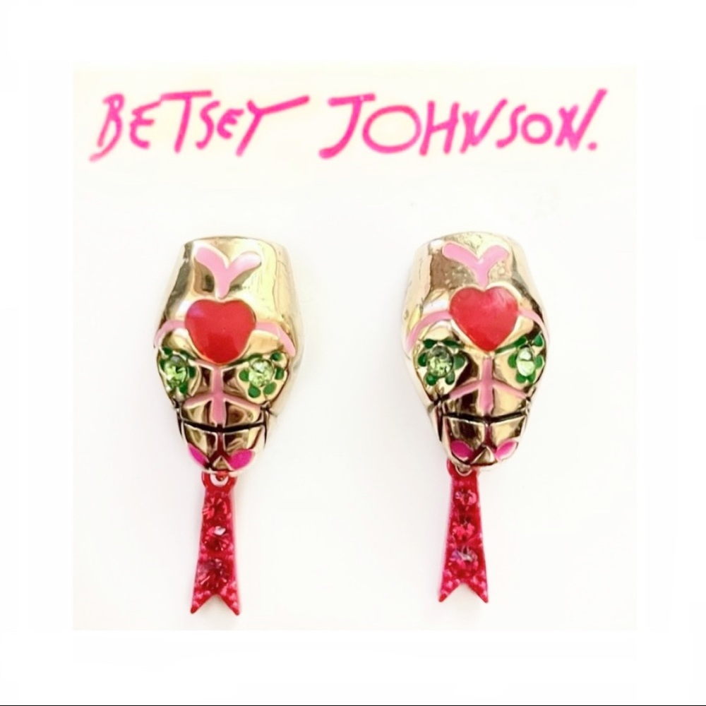 🌀Rare Betsey Johnson Snake Head Earrings